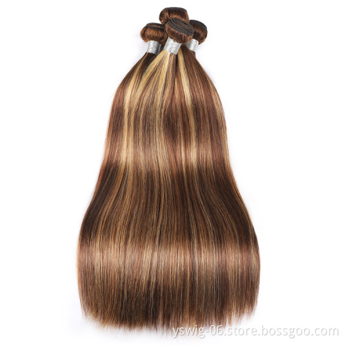 YS Piano Color Super Double Drawn Human Hair Bundles With Closure,Double Drawn Cuticle Aligned Brazilian Hair Bundles Vendors
